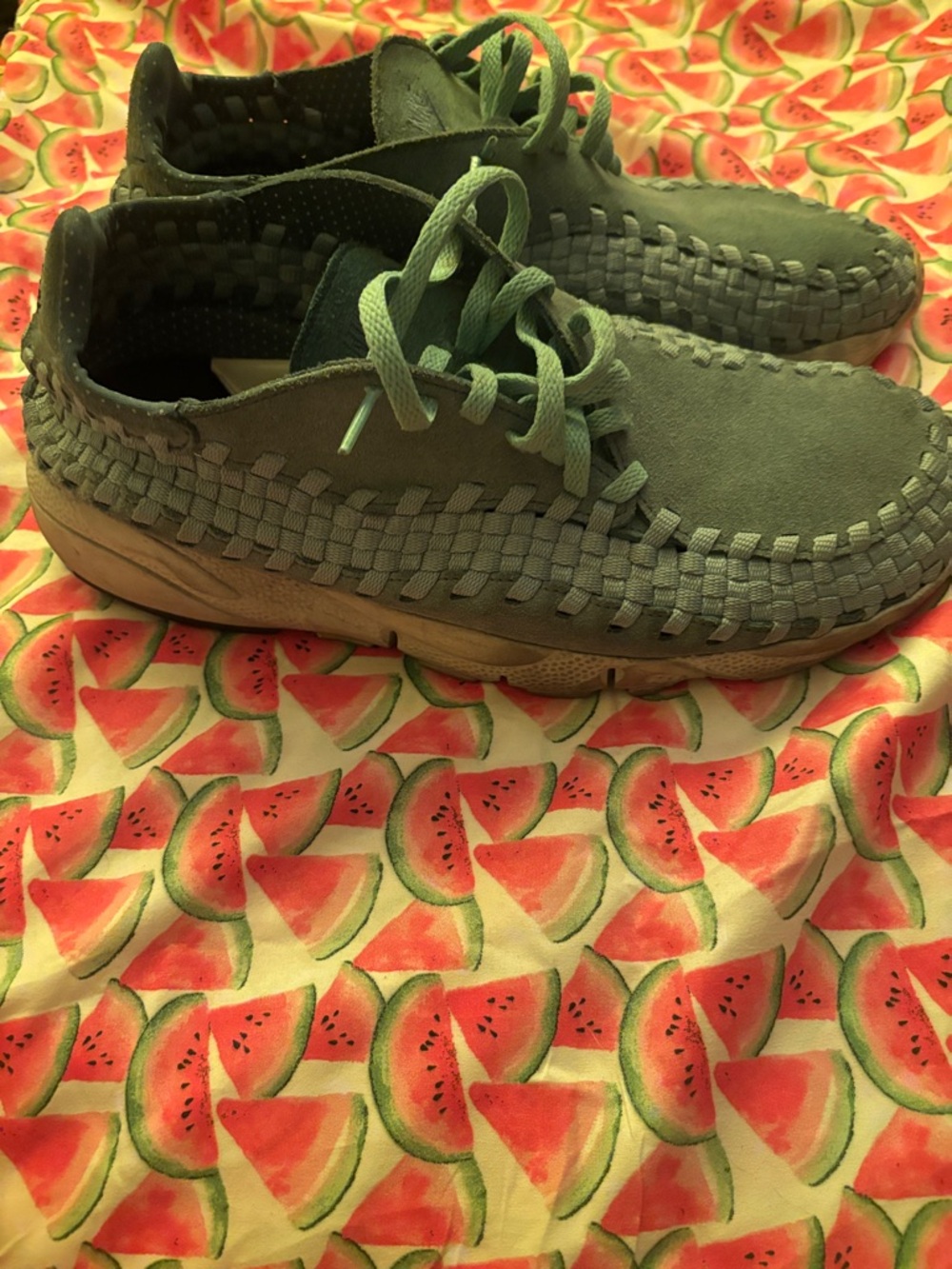 Nike Woven Suede Sneakers in Green - Picture 3 of 7